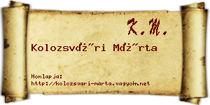 Kolozsvári Márta névjegykártya